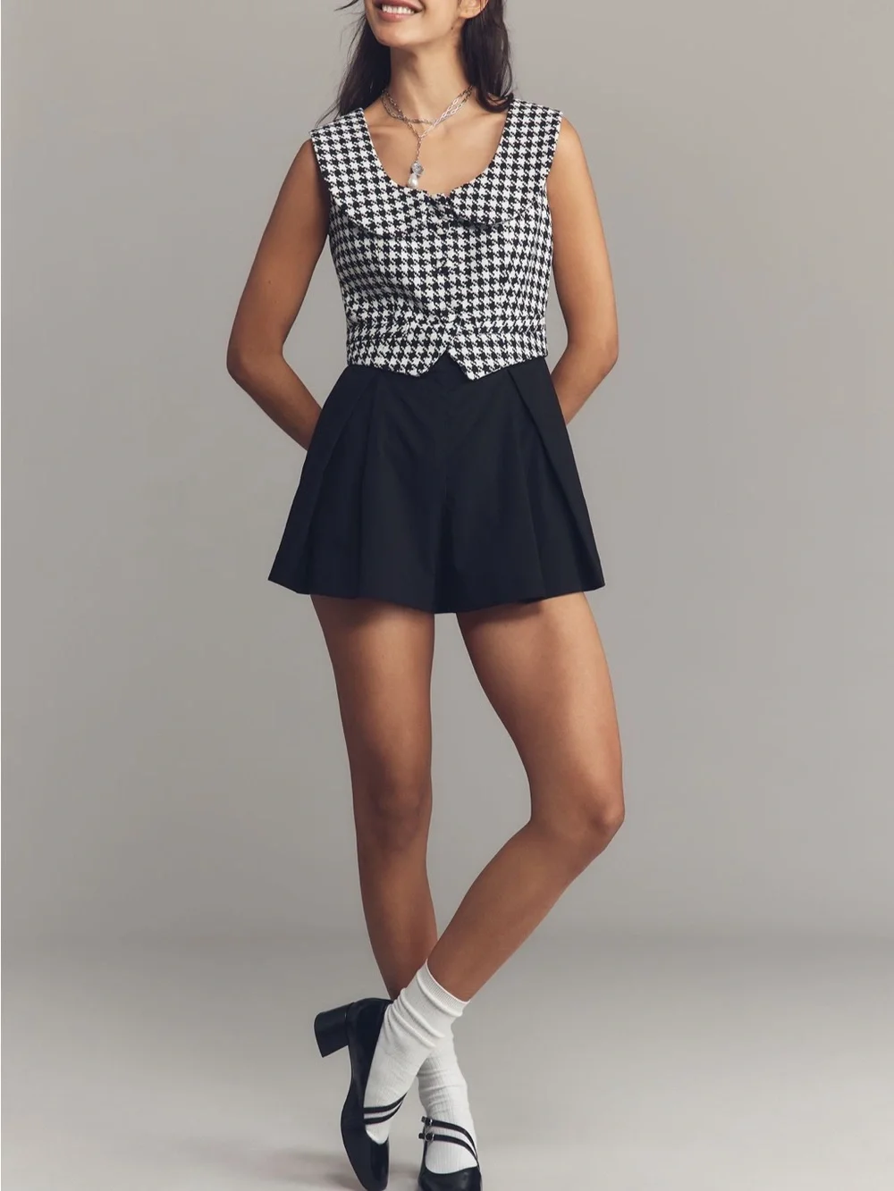 Maeve Sleeveless Collared Twofer Romper